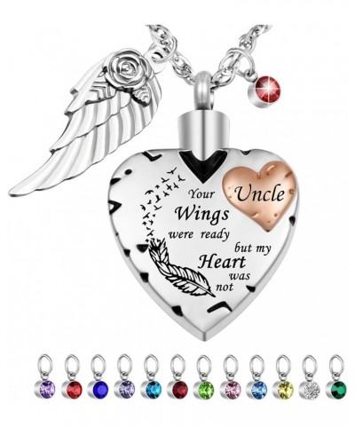 Heart Cremation Necklace for Ashes Cremation Jewelry with 12 Birthstones Urn Necklace for Ashes-Your Wings were Ready but My ...