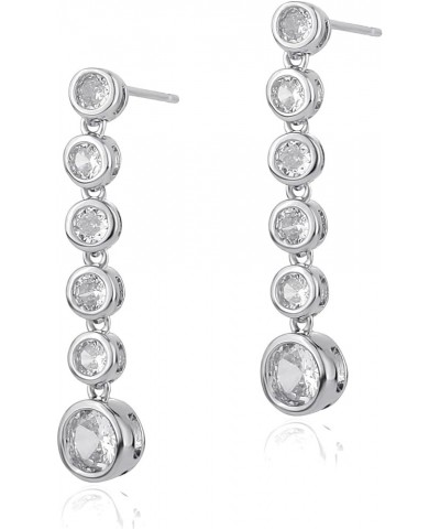 Dangle Drop Earrings 14K Gold 5A+ Cubic Zirconia Silver Formal Wedding Prom Trendy Long Diamond Dangling Earrings For Women M...
