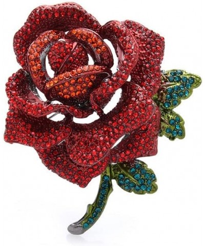 Luxurious Red Zircon Crystal Rose Flower Pendant Woman Brooch Pin Corsage Gifts $10.06 Brooches & Pins