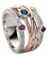 Silver Diamond Ring Colorful Geometric Multi Gemstone Jewelry for Women Cubic Zirconia Rings CZ Garnet Amethyst Multicolor $3...